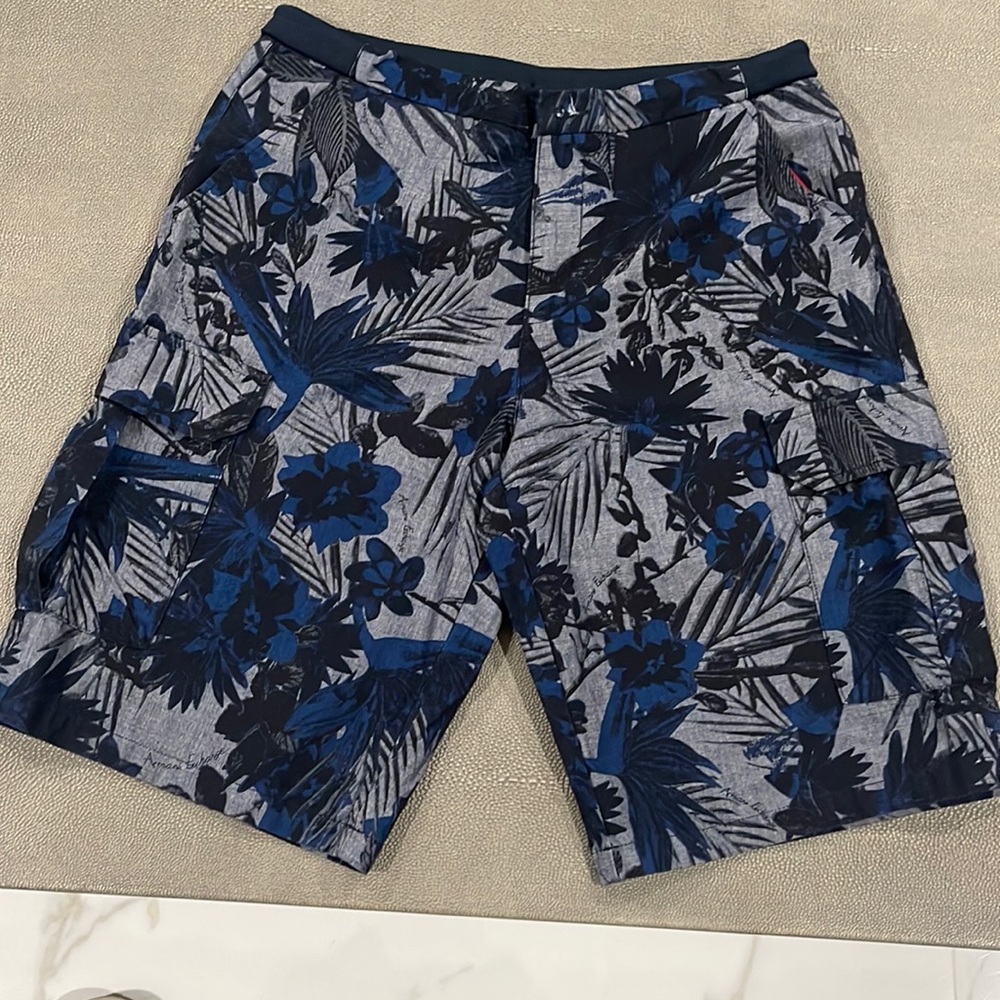 Armani Exchange men’s linen cargo shorts drawstring size 32